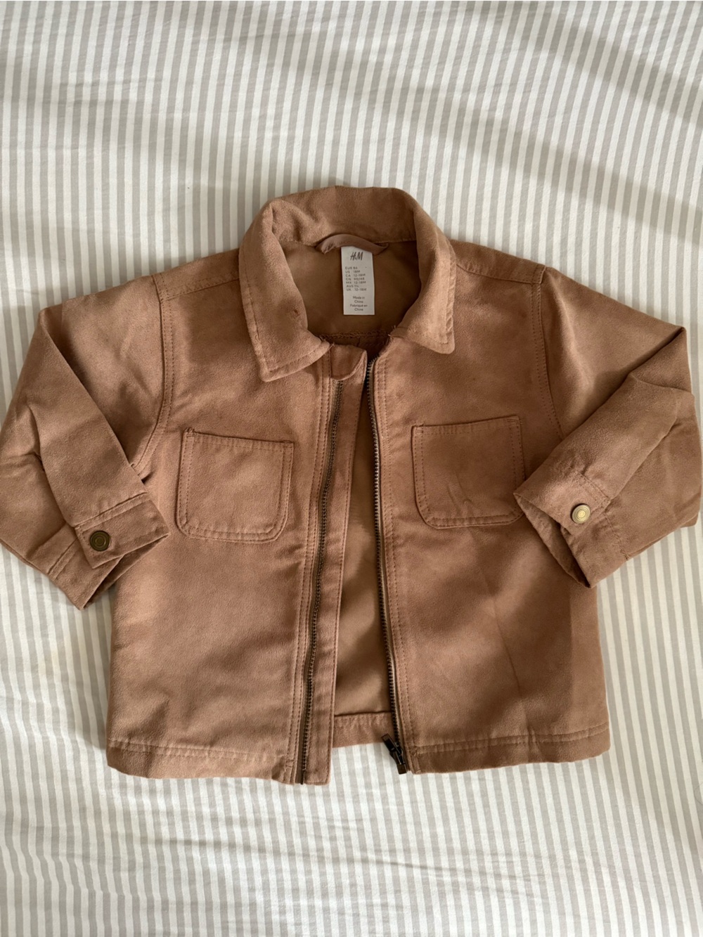 H&M Kids Baby Zip Front Suede Brown Jacket 18 Months